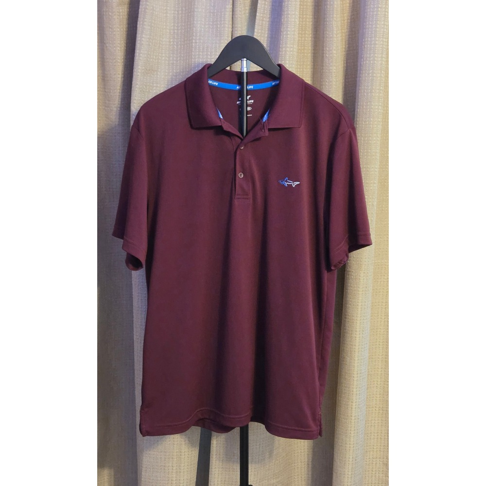Greg Norman Attack Life Short Sleeve Golf Polo Shirt Mens Size Large Maroon
